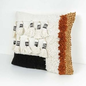 SUMMER & ROSE | Neutral Tones Boho Fringe Throw Pillow NWT